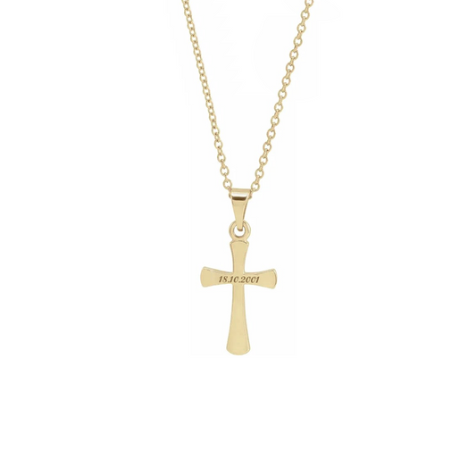 Collana con croce personalizzata in argento placcato in oro giallo 18Kt