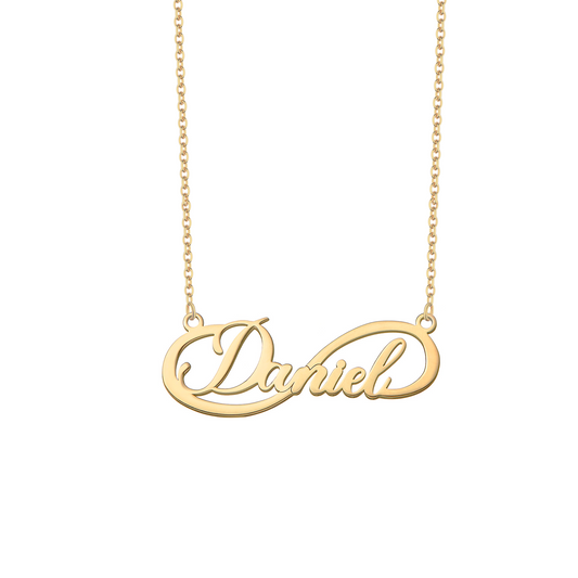 Collana con infinito e un nome personalizzata in argento placcato in oro giallo 18Kt