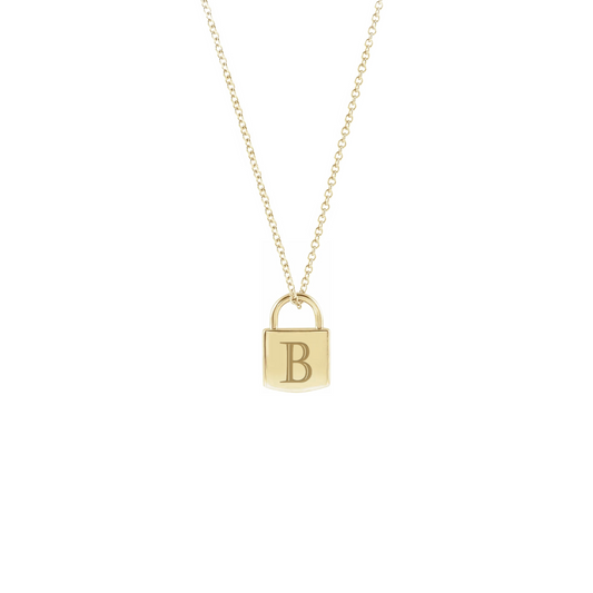 Collana personalizzata con ciondolo tridimensionale lucchetto in argento placcato in oro giallo 18Kt