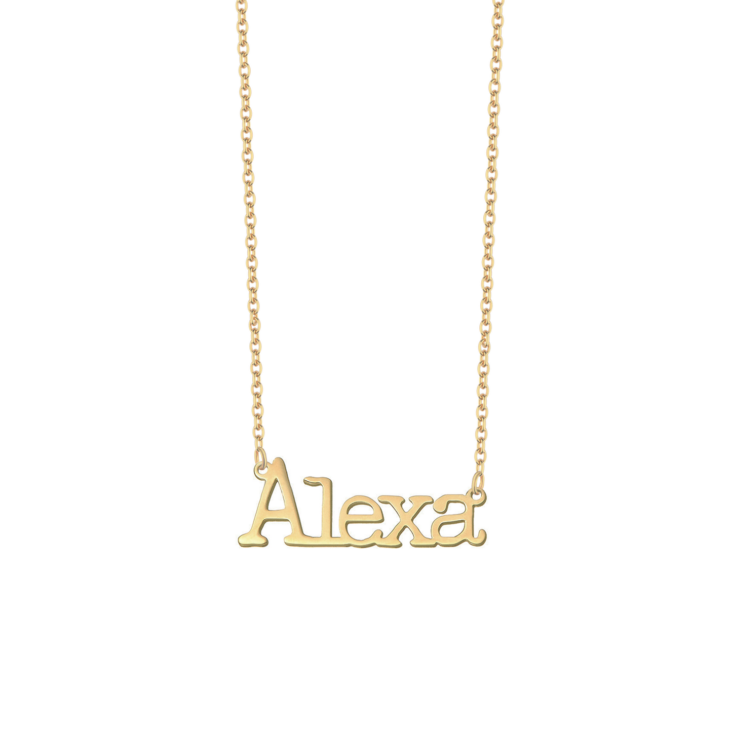 Collana con nome in font macchina da scrivere in argento placcato in oro giallo 18Kt