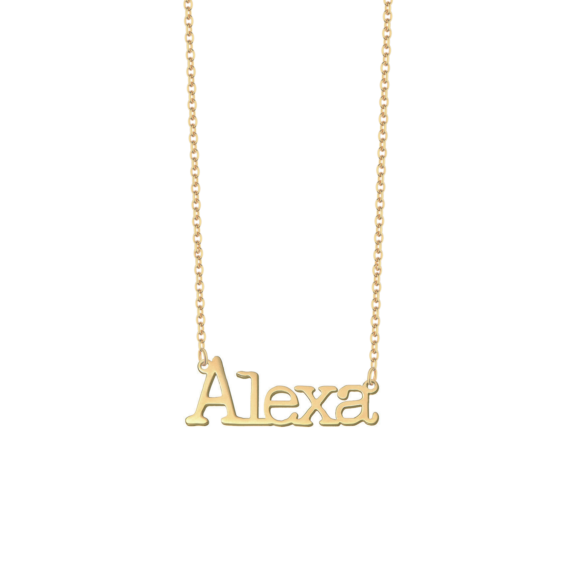 Collana con nome in font macchina da scrivere in argento placcato in oro giallo 18Kt