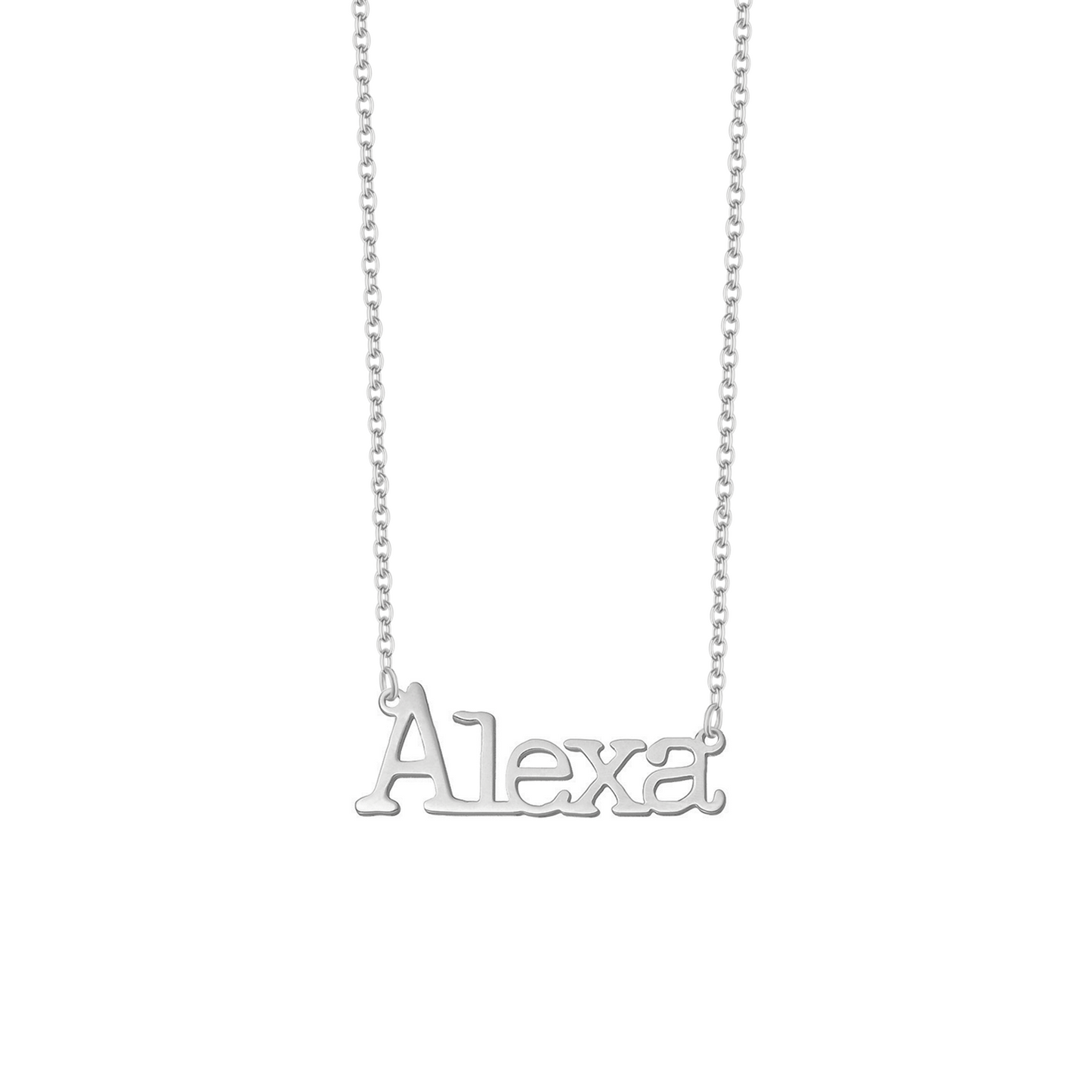 Collana con nome in font macchina da scrivere in argento