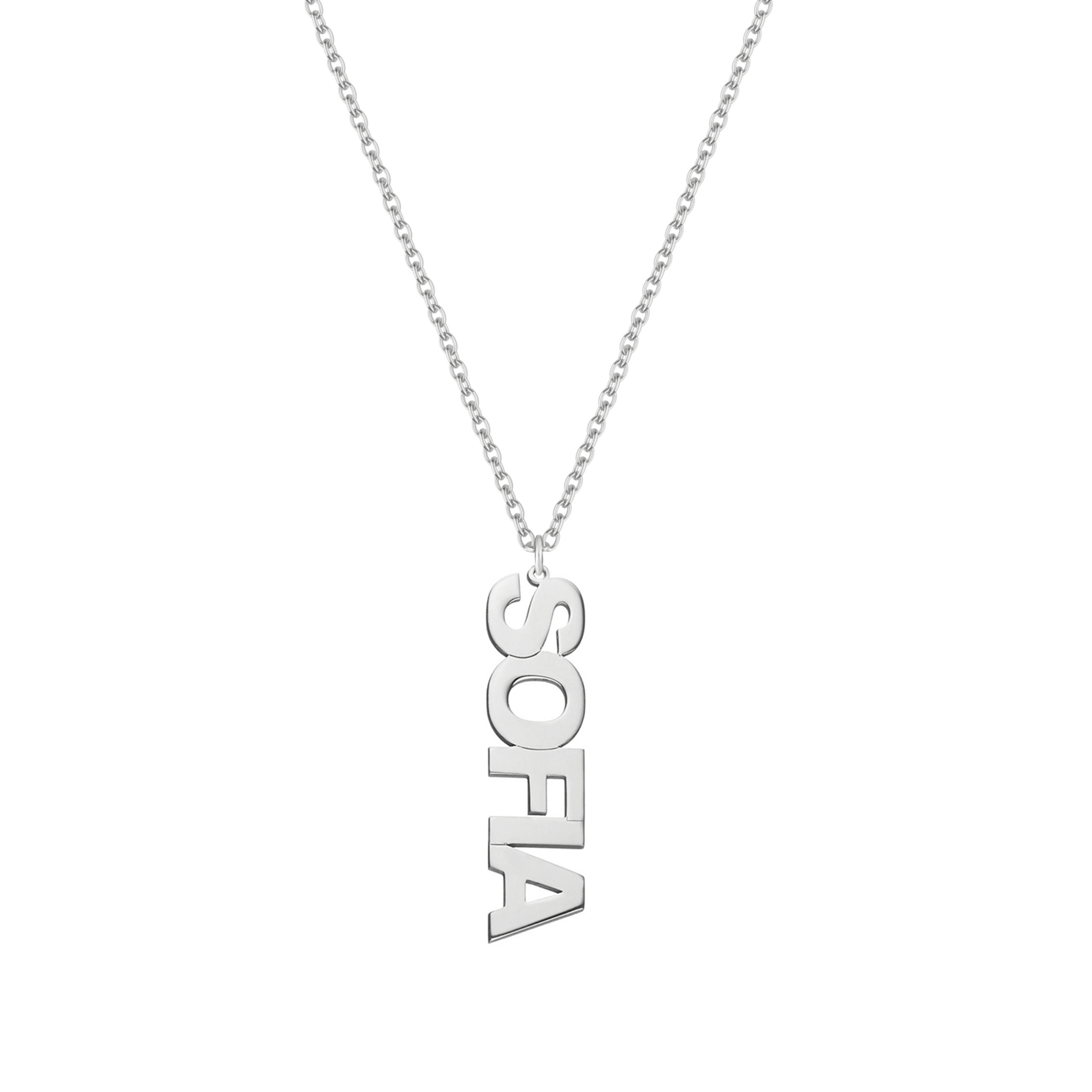 Collana con nome in font stampatello in argento