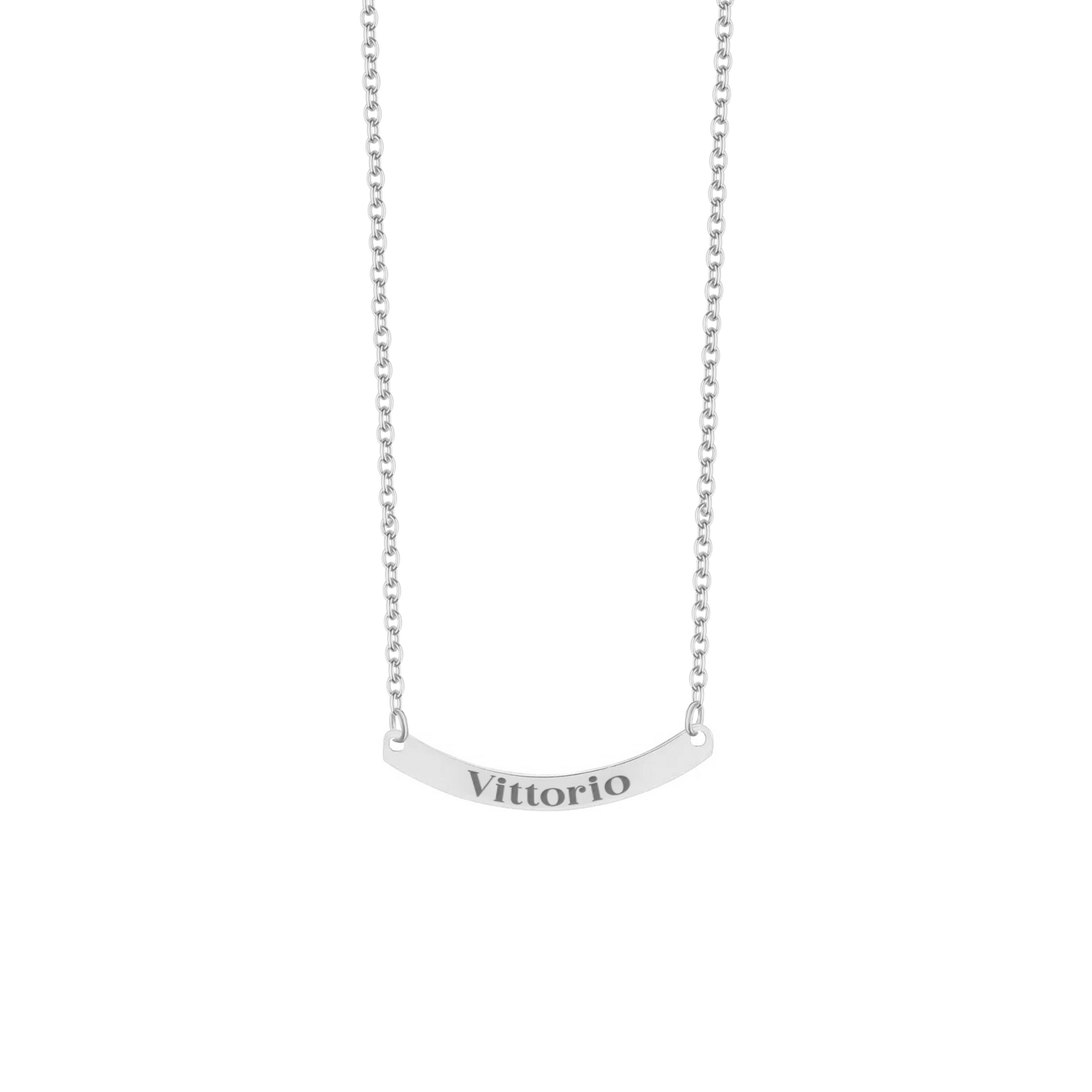 Collana con piastrina rettangolare curva personalizzata in argento
