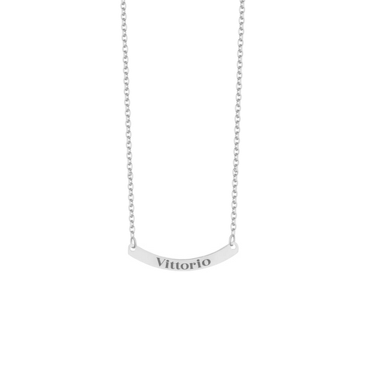 Collana con piastrina rettangolare curva personalizzata in argento