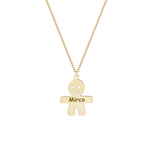 Collana con bimbo personalizzato in argento placcato in oro giallo 18Kt