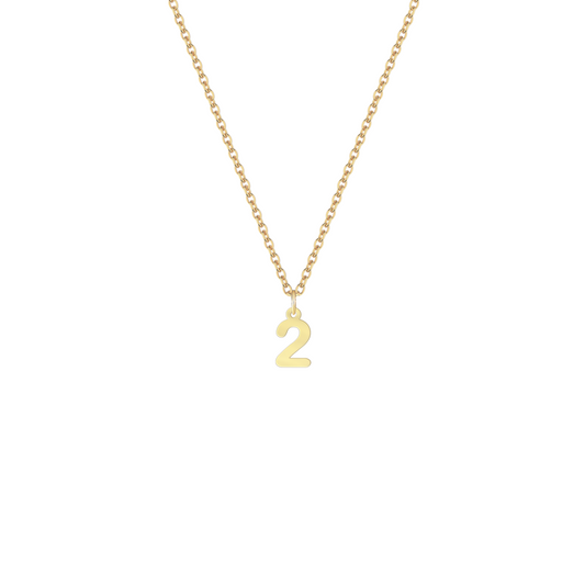 Collana con uno o più ciondoli numeri componibili numero 2 in argento placcato in oro giallo 18Kt