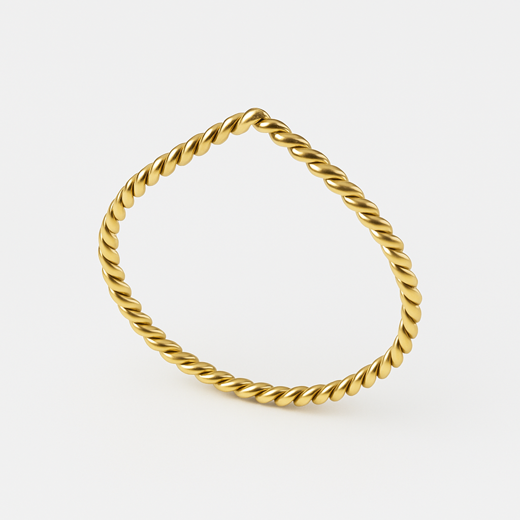 Anello minimal a punta intrecciato in oro giallo 18kt