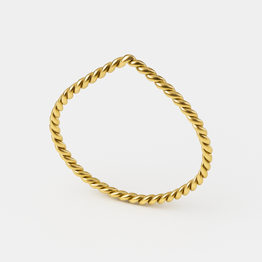 Anello minimal a punta intrecciato in oro giallo 18kt